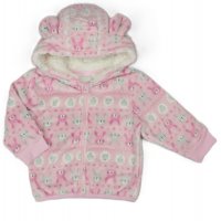 H33575:  Baby Pink Fairisle Hooded Cuddle Fleece Jacket (6-24 Months)